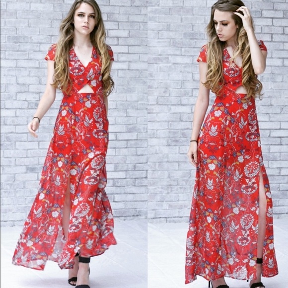 front cut maxi dress